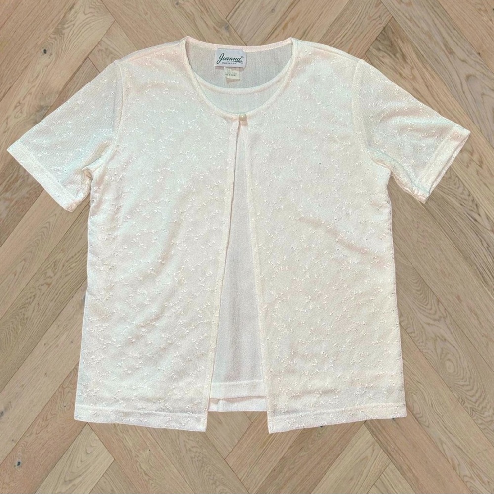 Vintage 90’s white embroider eyelet cardigan short sleeve